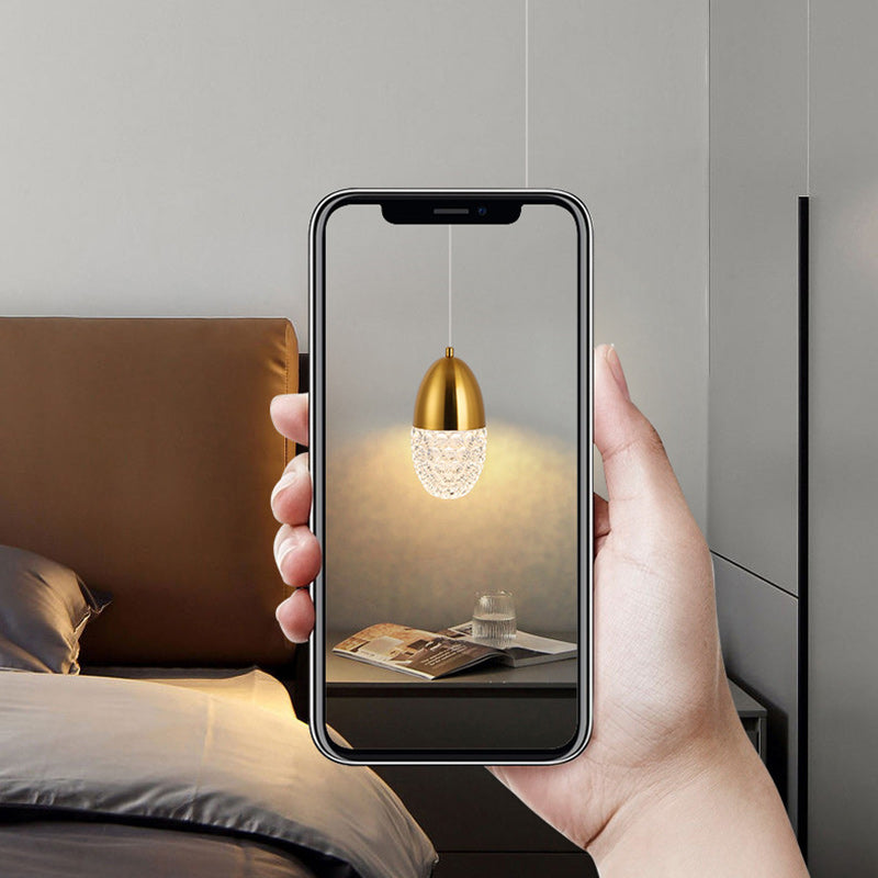 Moderne Luxus ovale Metallglas LED Pendelleuchte für Schlafzimmer 