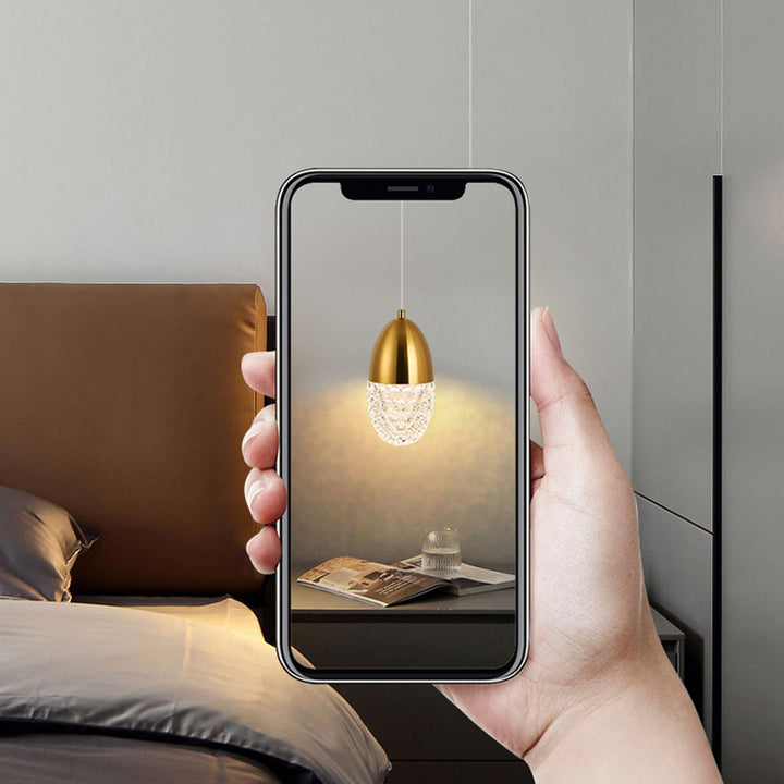 Moderne Luxus ovale Metallglas LED Pendelleuchte für Schlafzimmer 