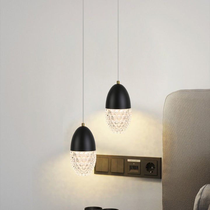 Moderne Luxus ovale Metallglas LED Pendelleuchte für Schlafzimmer 