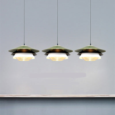 Lámpara colgante contemporánea nórdica de cúpula de hierro y vidrio con 1 luz para sala de estar 