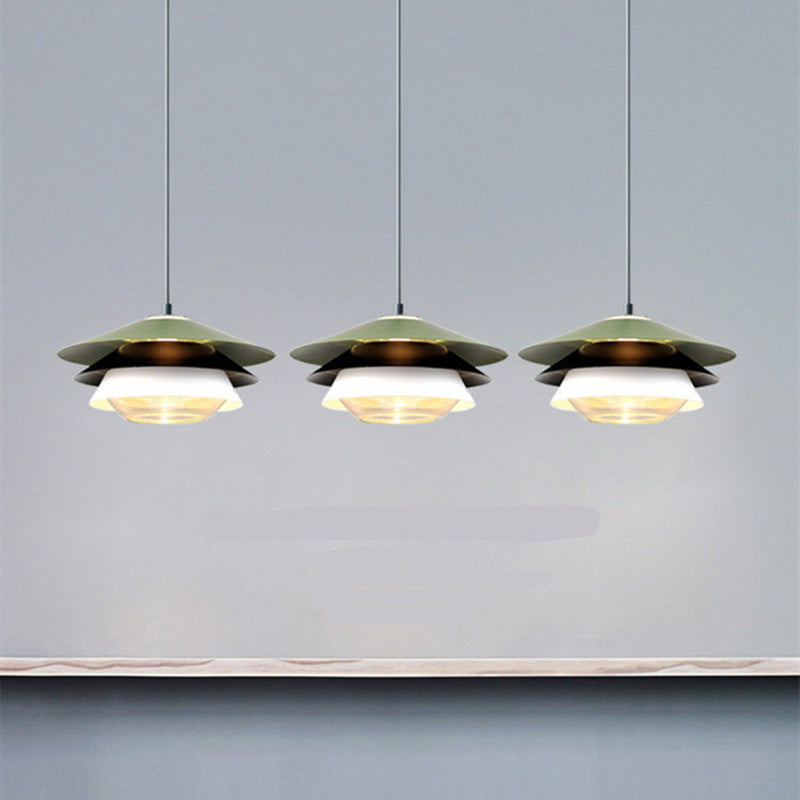 Lámpara colgante contemporánea nórdica de cúpula de hierro y vidrio con 1 luz para sala de estar 