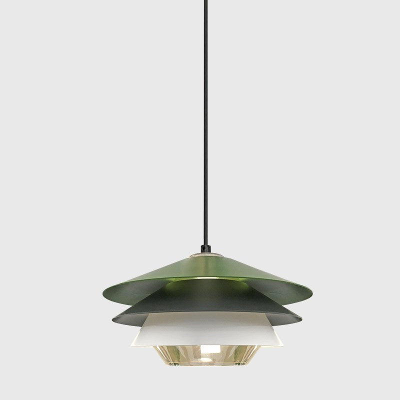 Lámpara colgante contemporánea nórdica de cúpula de hierro y vidrio con 1 luz para sala de estar 