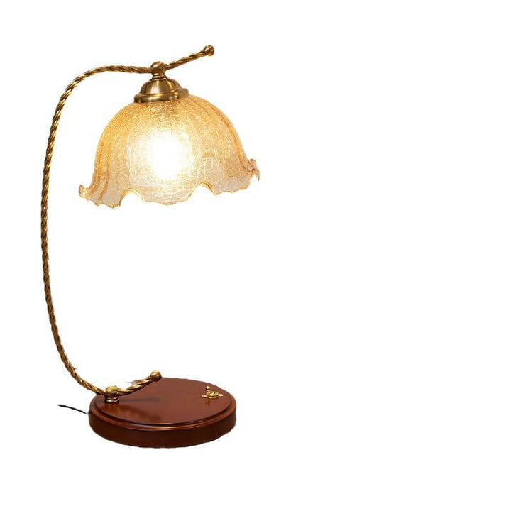 Lampe de table 1 lumière en métal et verre hémisphère en dentelle française traditionnelle pour chambre 