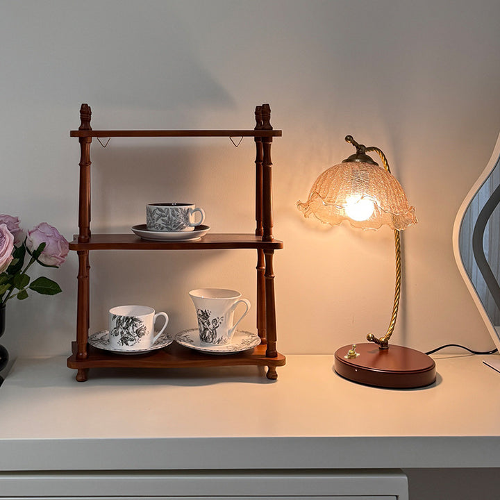 Lampe de table 1 lumière en métal et verre hémisphère en dentelle française traditionnelle pour chambre 