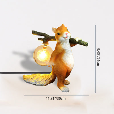 Zeitgenössische kreative Eichhörnchen Harz Glas 1-Licht Tischlampe für Schlafzimmer 