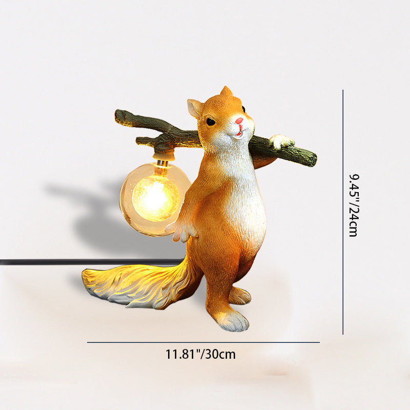 Zeitgenössische kreative Eichhörnchen Harz Glas 1-Licht Tischlampe für Schlafzimmer 