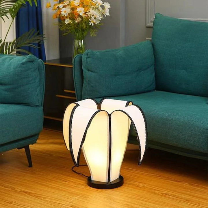 Traditionelle Vintage Banana Stoff Kunststoff Metall LED Stehen Stehlampe Für Wohnzimmer 