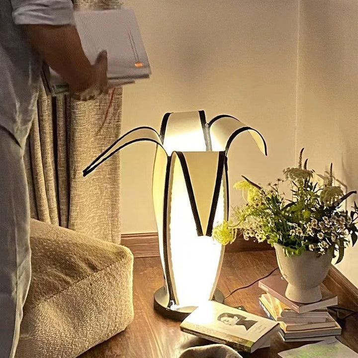 Traditionelle Vintage Banana Stoff Kunststoff Metall LED Stehen Stehlampe Für Wohnzimmer 