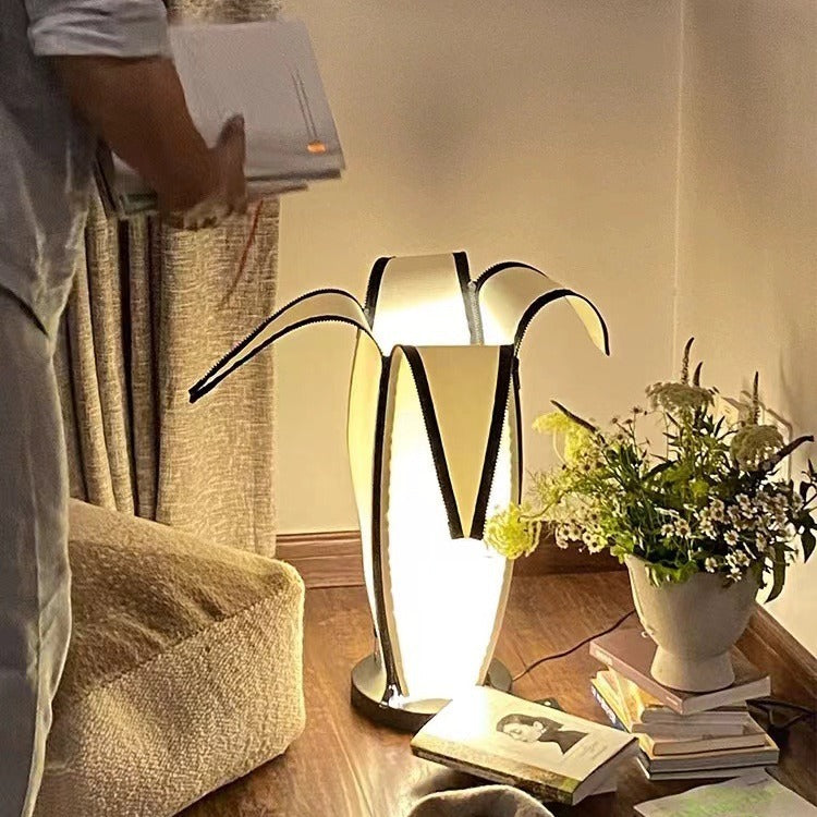 Traditional Vintage Banana Fabric Plastic Metal LED Standing Floor Lamp For Living Room