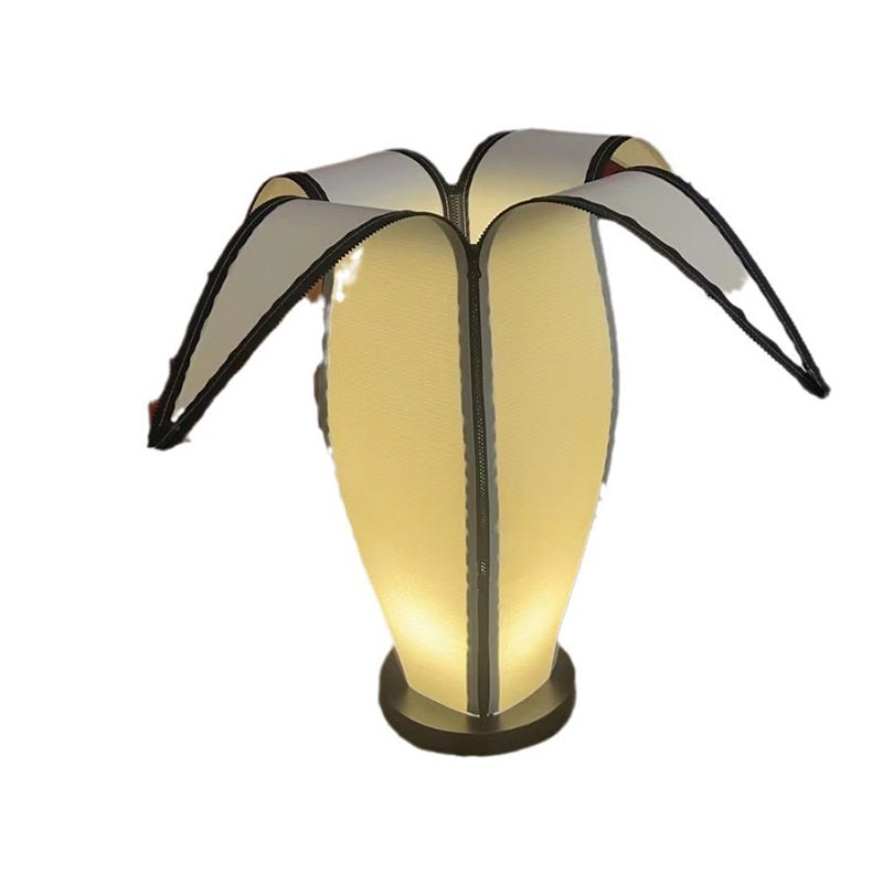 Traditionelle Vintage Banana Stoff Kunststoff Metall LED Stehen Stehlampe Für Wohnzimmer 