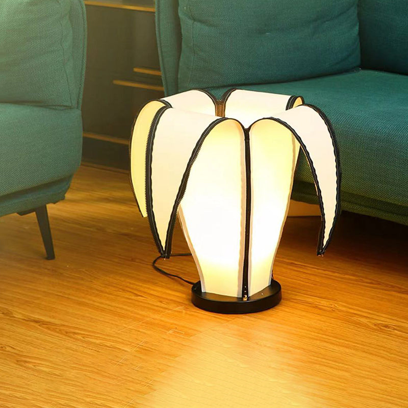 Traditionelle Vintage Banana Stoff Kunststoff Metall LED Stehen Stehlampe Für Wohnzimmer 