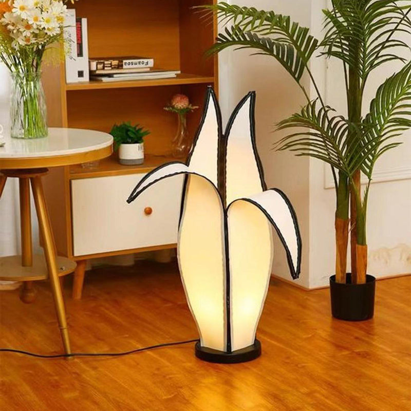 Traditionelle Vintage Banana Stoff Kunststoff Metall LED Stehen Stehlampe Für Wohnzimmer 