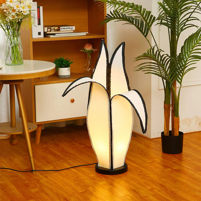 Traditionelle Vintage Banana Stoff Kunststoff Metall LED Stehen Stehlampe Für Wohnzimmer 