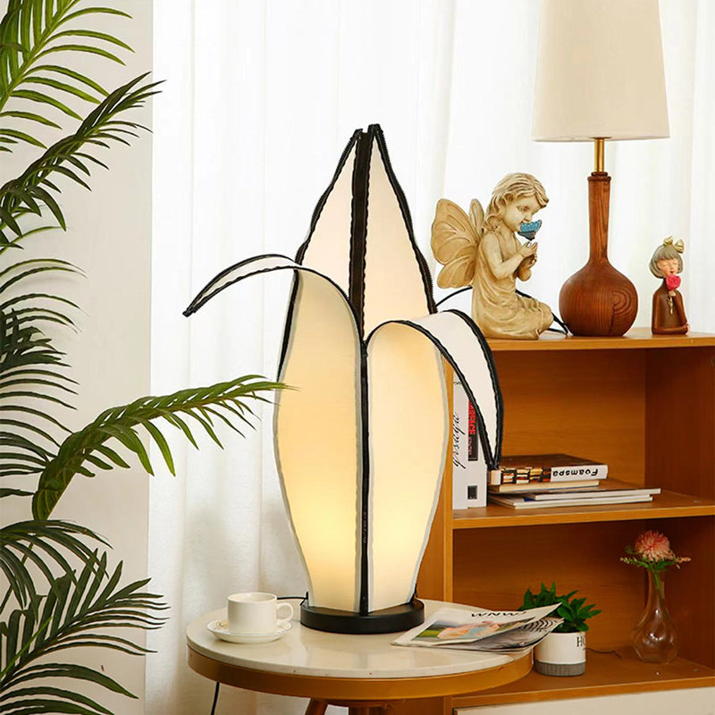 Traditionelle Vintage Banana Stoff Kunststoff Metall LED Stehen Stehlampe Für Wohnzimmer 
