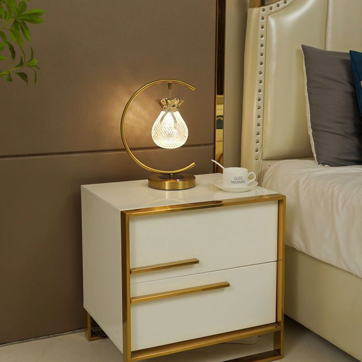 Lámpara de mesa LED acrílica de metal en círculo Fukubukuro tradicional japonesa para dormitorio 