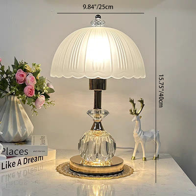Zeitgenössische nordische Halbkugel-Tischlampe aus Metall und Glas mit 1 Licht für Schlafzimmer 