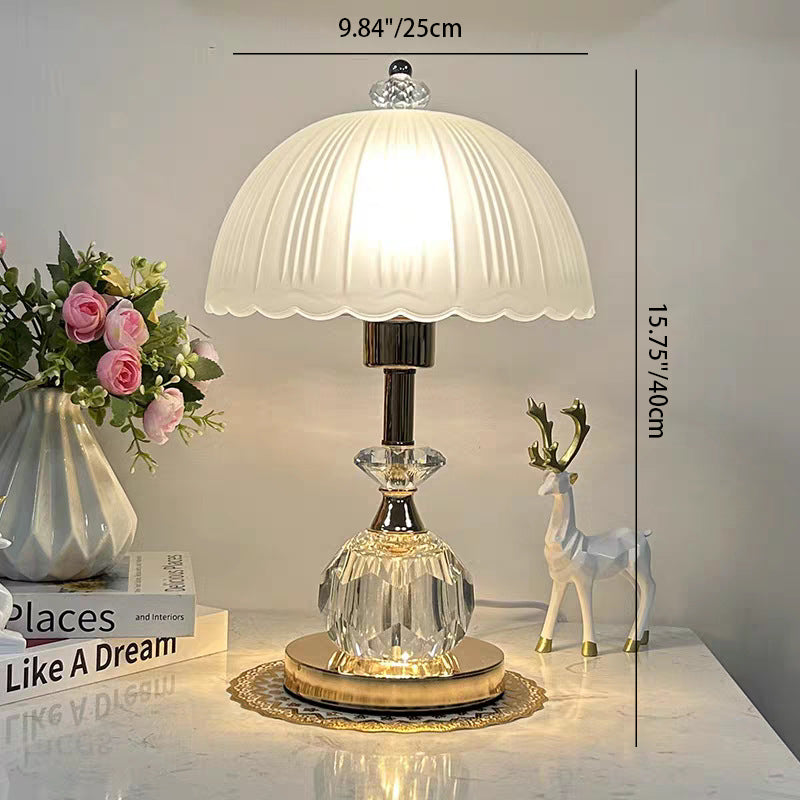 Zeitgenössische nordische Halbkugel-Tischlampe aus Metall und Glas mit 1 Licht für Schlafzimmer 