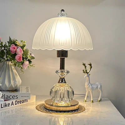 Zeitgenössische nordische Halbkugel-Tischlampe aus Metall und Glas mit 1 Licht für Schlafzimmer 