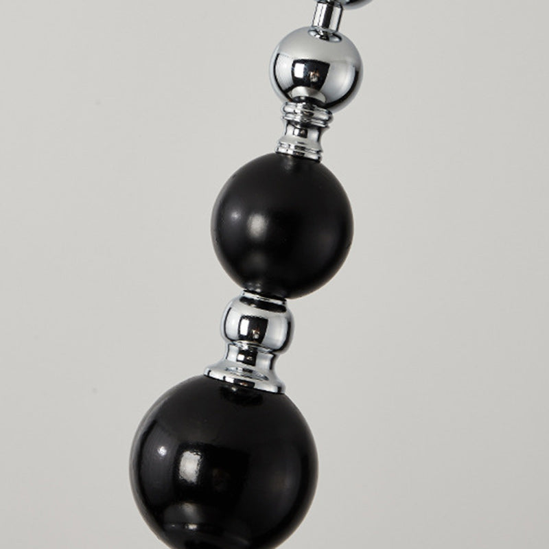 Suspension luminaire à 1 lumière en verre, bois, fer avec sphères longues traditionnelles françaises pour chambre 