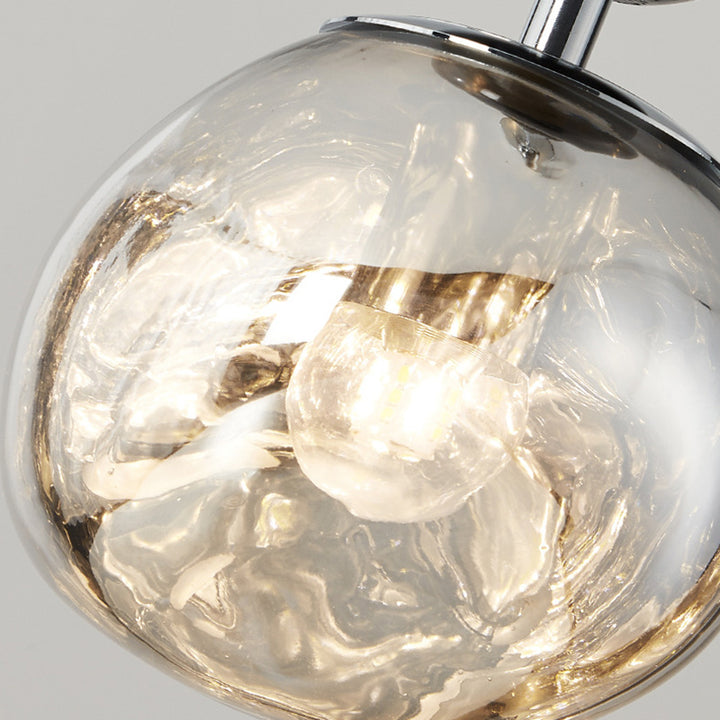 Suspension luminaire à 1 lumière en verre, bois, fer avec sphères longues traditionnelles françaises pour chambre 