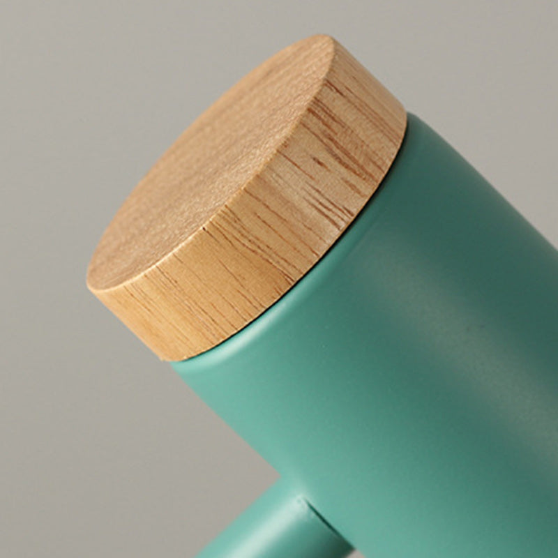Lampe de table contemporaine en bois massif avec dôme nordique en fer à 1 lumière pour chambre 
