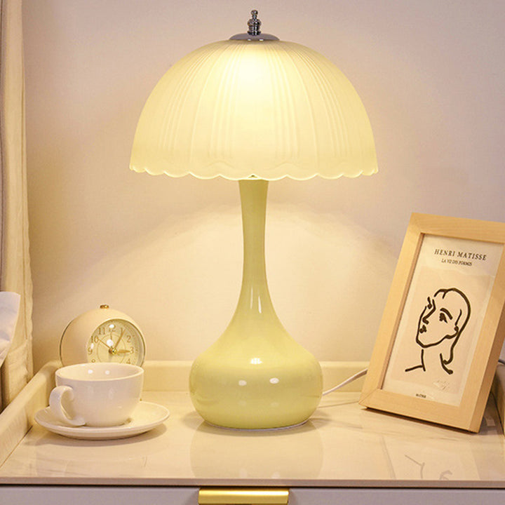 Lampe de Table à Dôme en Verre et Fer LED Traditionnelle pour Chambre 