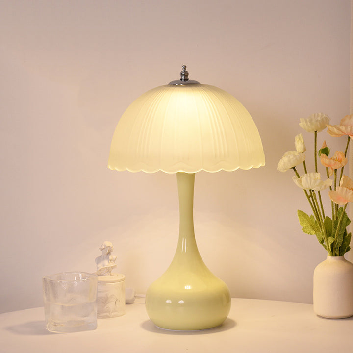 Lampe de Table à Dôme en Verre et Fer LED Traditionnelle pour Chambre 
