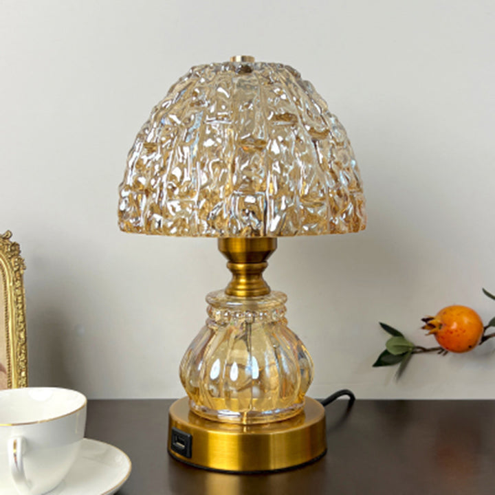 Lampe de table moderne en cristal métallique à 1 lumière pour chambre à coucher 