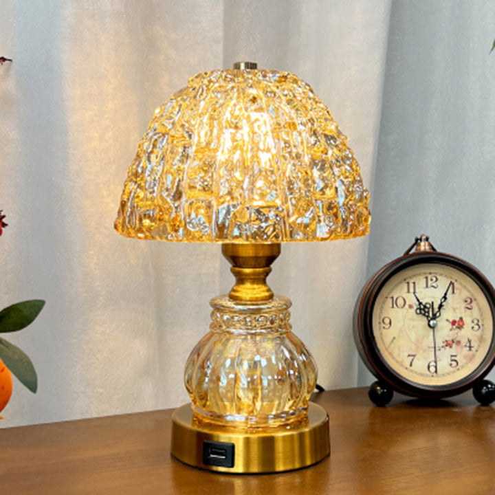 Lampe de table moderne en cristal métallique à 1 lumière pour chambre à coucher 