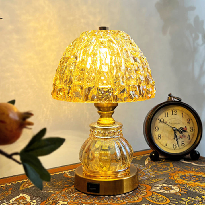 Lampe de table moderne en cristal métallique à 1 lumière pour chambre à coucher 