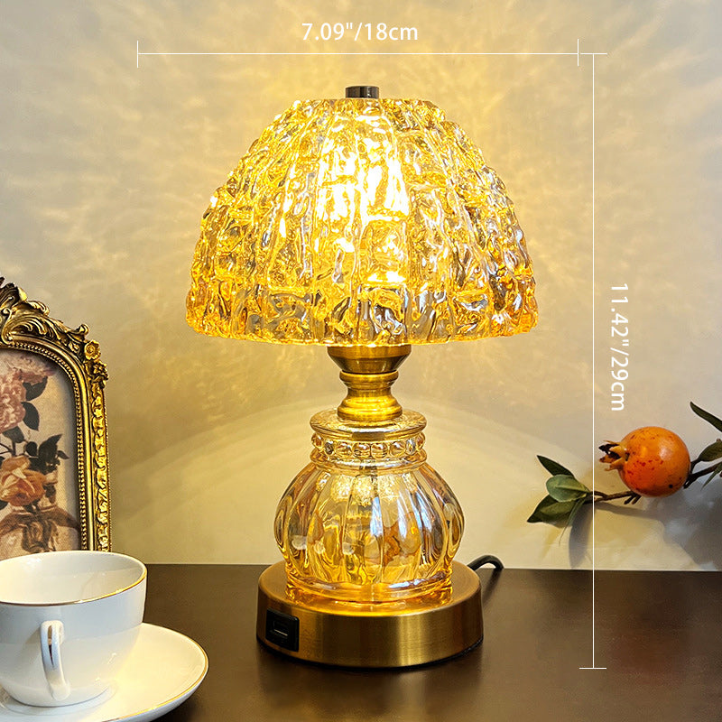 Lampe de table moderne en cristal métallique à 1 lumière pour chambre à coucher 