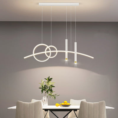 Contemporary Creative Curve Iron Aluminum Silicone Acrylic LED Chandelier Island Light For Dining Room