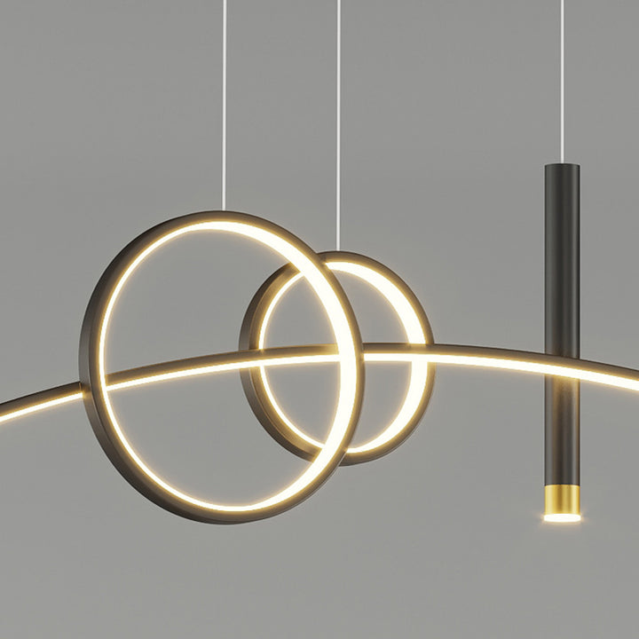 Lustre LED contemporain en aluminium, silicone et acrylique en forme de courbe créative pour salle à manger 