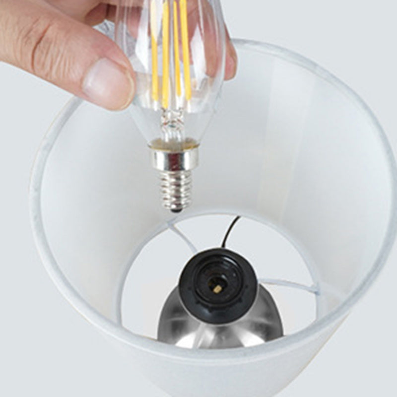 Modern Minimalist Cylinder Metal Fabric 1-Light Table Lamp For Bedroom