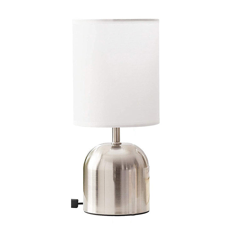 Modern Minimalist Cylinder Metal Fabric 1-Light Table Lamp For Bedroom