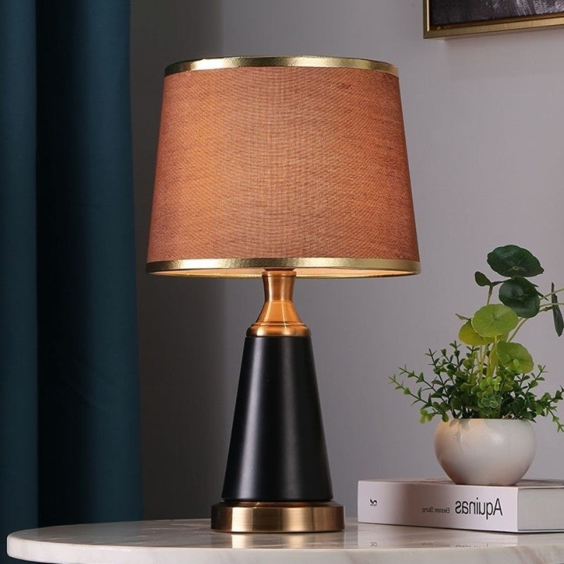 Lampe de Table 1 Lumière en Métal Cylindrique Moderne avec Tissu de Luxe pour Chambre 