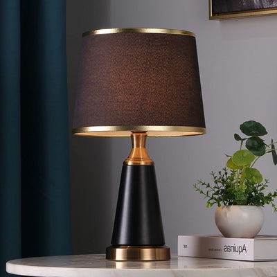 Lampe de Table 1 Lumière en Métal Cylindrique Moderne avec Tissu de Luxe pour Chambre 
