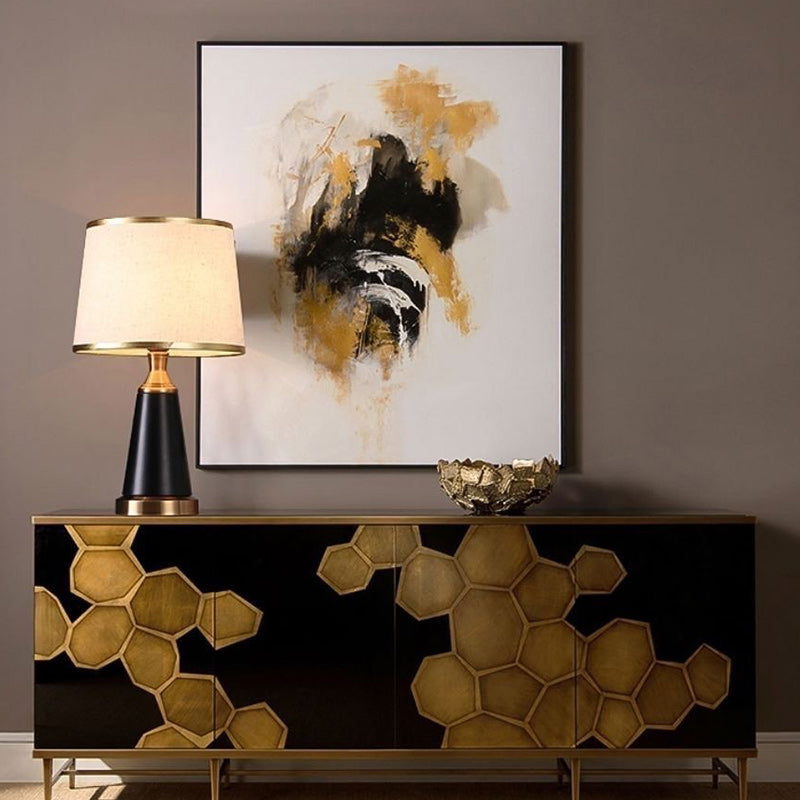 Lampe de Table 1 Lumière en Métal Cylindrique Moderne avec Tissu de Luxe pour Chambre 