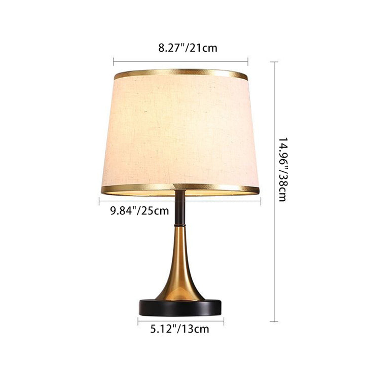 Lampe de table traditionnelle vintage en tissu métallique à 1 lumière pour chambre 