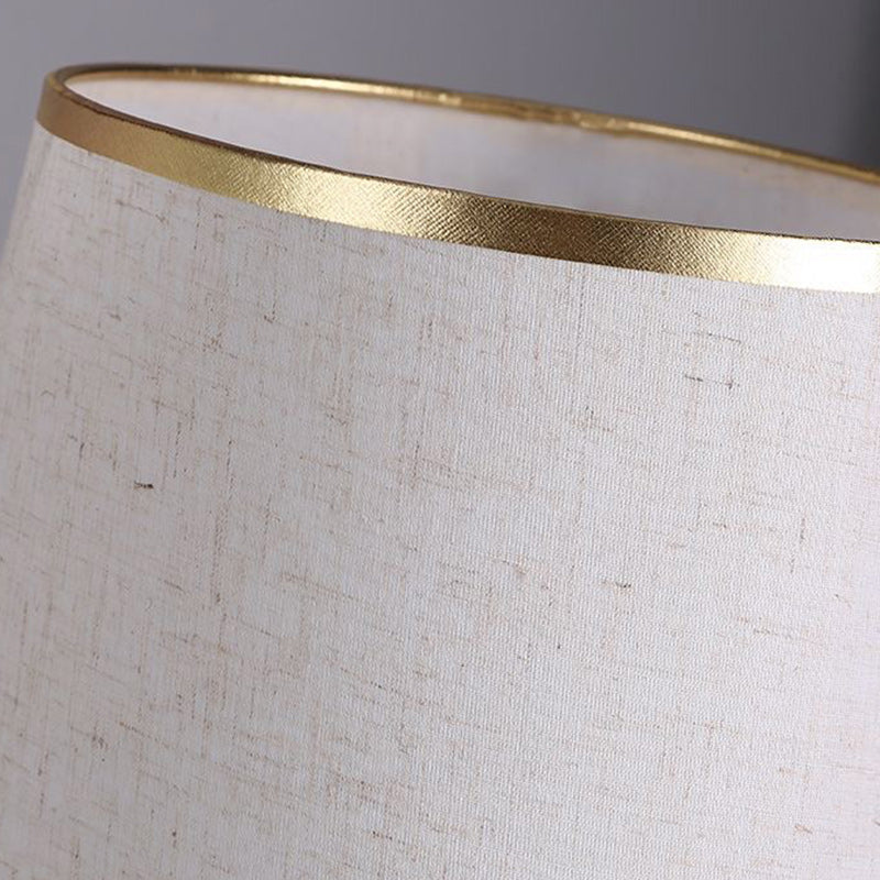 Lampe de table traditionnelle vintage en tissu métallique à 1 lumière pour chambre 
