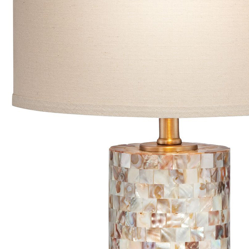 Lampe de table LED en métal avec abat-jour cylindrique scandinave contemporain pour chambre 