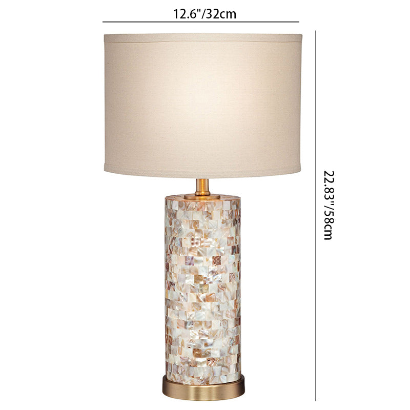 Lampe de table LED en métal avec abat-jour cylindrique scandinave contemporain pour chambre 