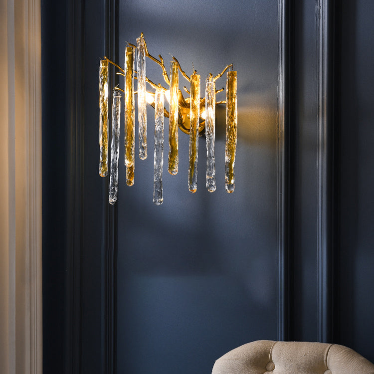 Moderne Luxus Wasserfall Aluminium Kristall 3/4 Licht Wandleuchte für Wohnzimmer 