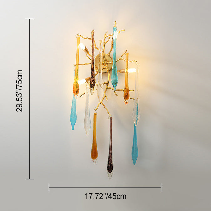 Moderne Luxus Wasserfall Aluminium Kristall 3/4 Licht Wandleuchte für Wohnzimmer 