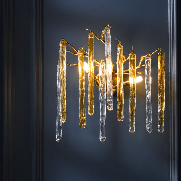 Moderne Luxus Wasserfall Aluminium Kristall 3/4 Licht Wandleuchte für Wohnzimmer 