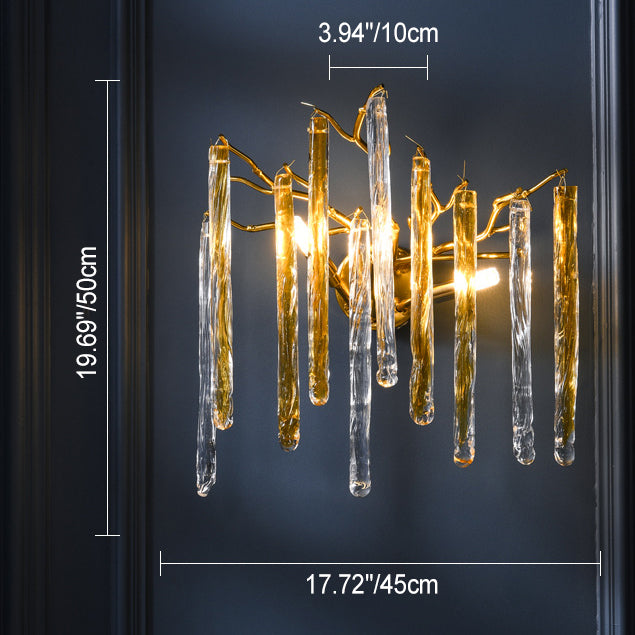 Moderne Luxus Wasserfall Aluminium Kristall 3/4 Licht Wandleuchte für Wohnzimmer 