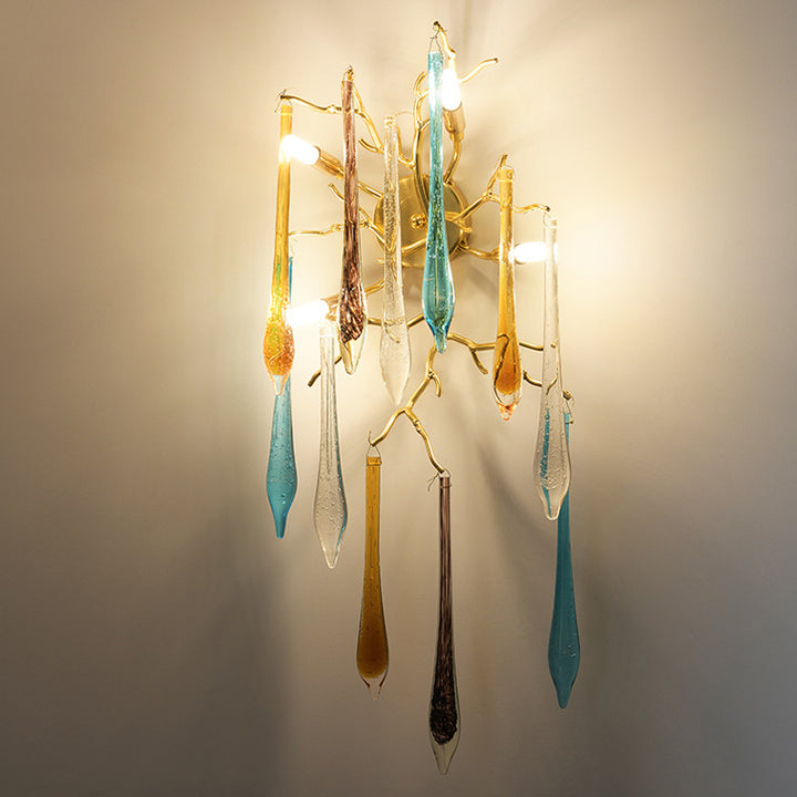 Moderne Luxus Wasserfall Aluminium Kristall 3/4 Licht Wandleuchte für Wohnzimmer 