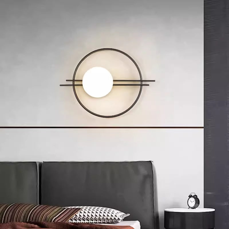 Applique murale contemporaine en fer et verre à 1 lumière pour chambre à coucher 