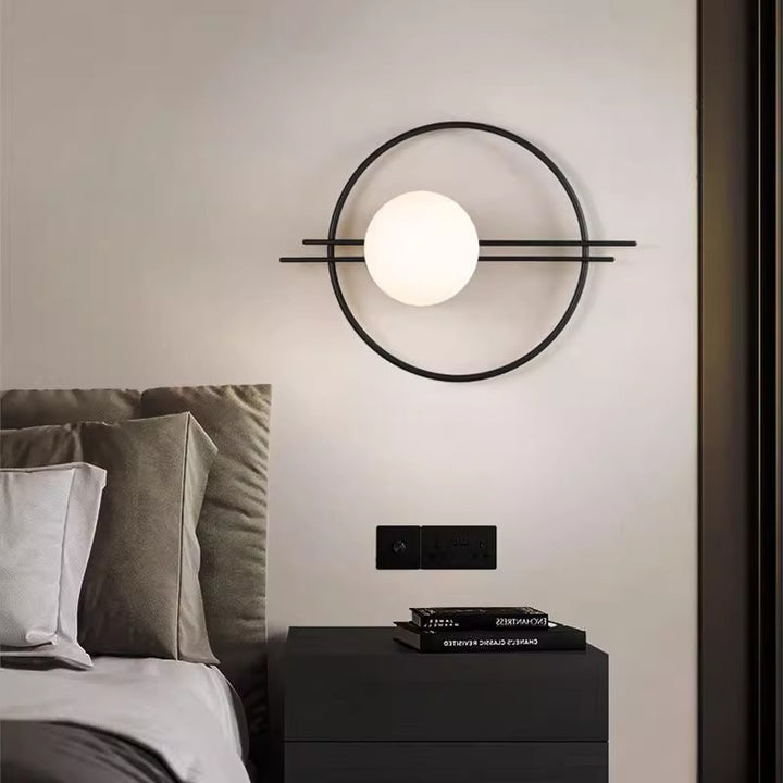 Contemporary Creative Circle Iron Glass 1-Light Wall Sconce Lamp For Bedroom