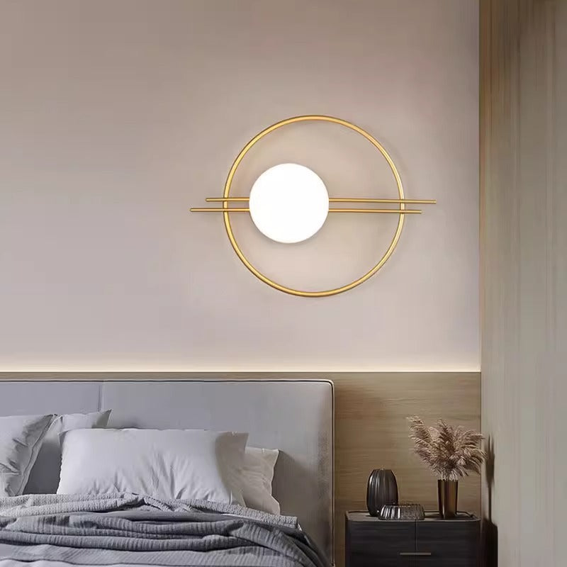 Applique murale contemporaine en fer et verre à 1 lumière pour chambre à coucher 